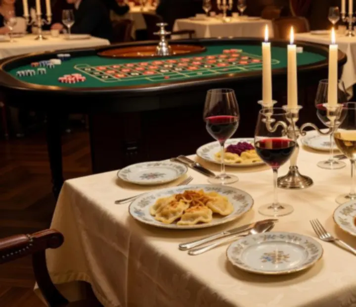 Elegancko nakryty kremowy stół kolacyjny ze świecami i kieliszkami wina w Savory Room Co